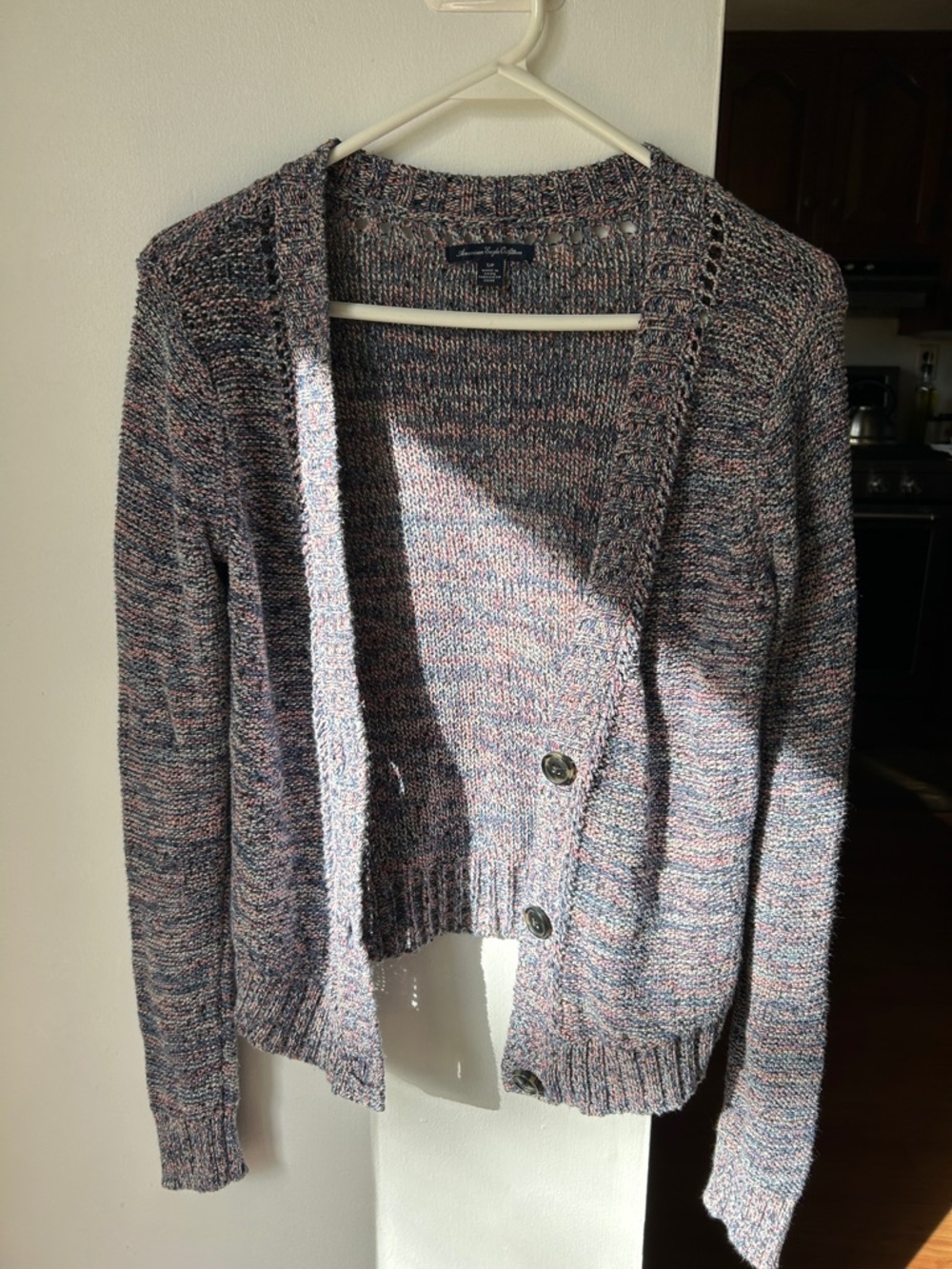 American Eagle Outfitters || Multicolor Heathered Knit Cardigan - Blue/Pink/Grey